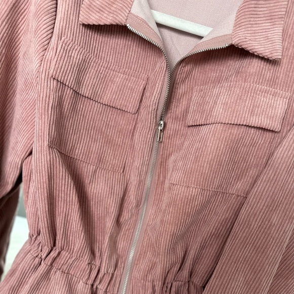 Missguided Rose Pink Suede Utility Zipper Romper - Picture 2 of 3